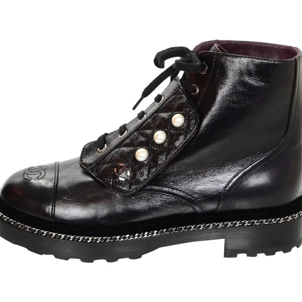 chanel boots size 39 pearl detail velvet trim rare